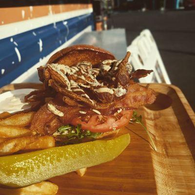 Flash Fried Soft Shell Crab, Applewood Smoked Bacon, Arugula, Tomato, Mayo on Brioche