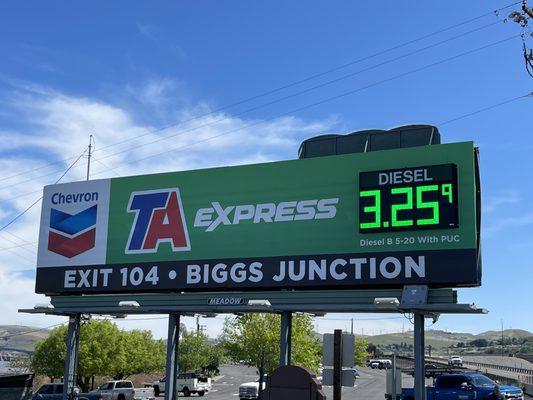 Interstate Billboard advertising Chevron in The Dalles, Oregon