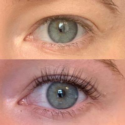 Before and after lift and tint (no mascara!!)