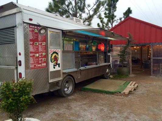 Daytime view of the truck/seating area.