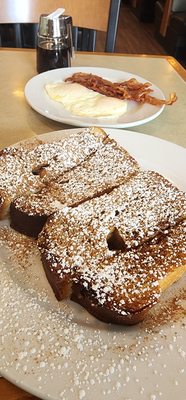 Challah French Toast eggs over medium and bacon