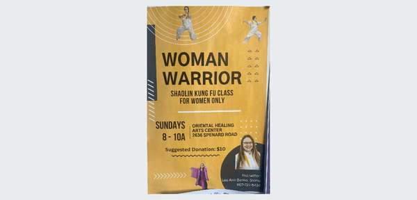 Come unleash your inner warrior with Shima Lee Ann Benko's Woman Warrior Kung Fu Class Sundays 8-10 am!