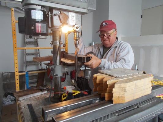 Machining balcony posts for an important job in Berkeley