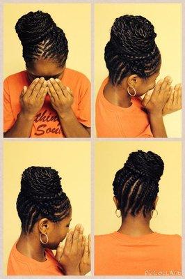 2 Strand Flat Twist w/Bun