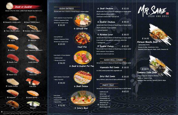 Sushi menu