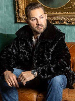 Men's Ranch Sectioned Mink Fur Bomber Jacket