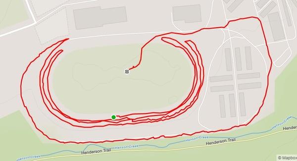 the Foam Glow 5K course. Total distance traveled: 2.8 miles, .3 miles less than a 5K.