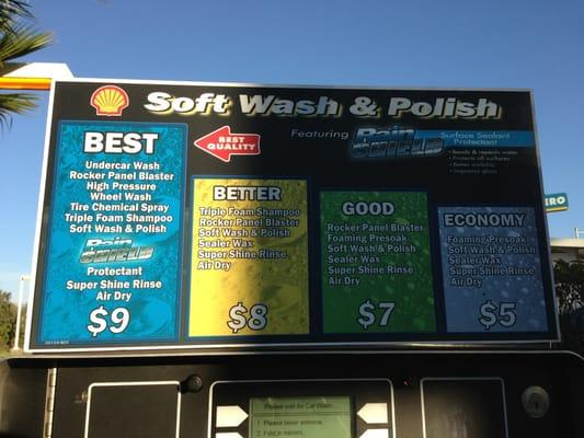 Car wash options