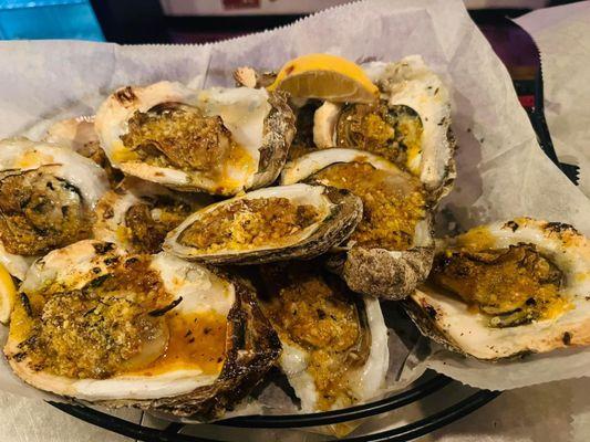 Char grilled oysters