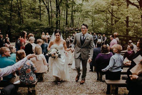 Our Ohio bride Ruby looking stunning in our Kacey gown at her forest wedding