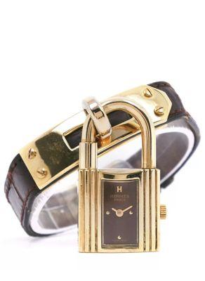 Hermes Vintage Brown Leather & Gold Kelly Watch