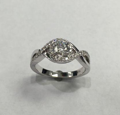 "Infinity" Setting with 1ct Round Diamond in 14k White Gold