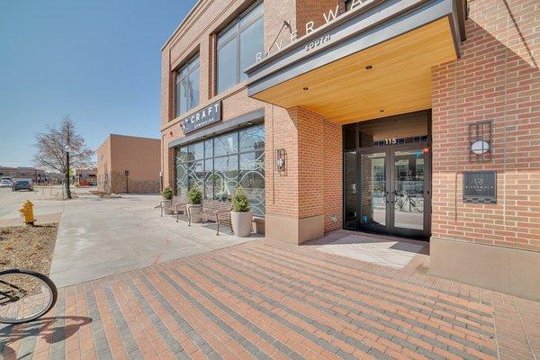 Riverwalk building entrance from the North