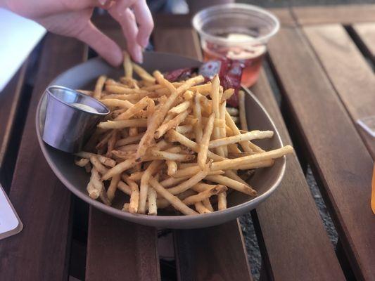 Delicious fries with aoli sauce