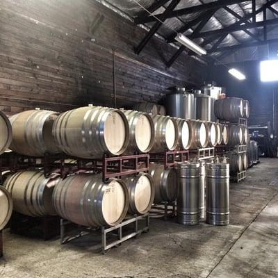 Tasting is held in the warehouse alongside where the wine is made & aged.