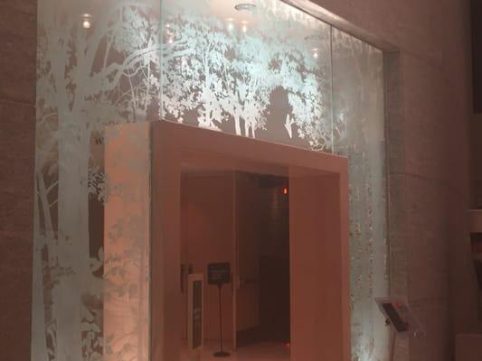 The beautiful etched glass entry to the Worshiper's Path