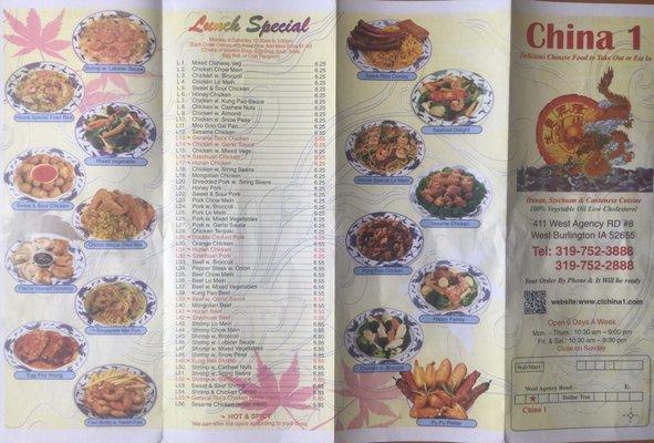 Newly updated menu