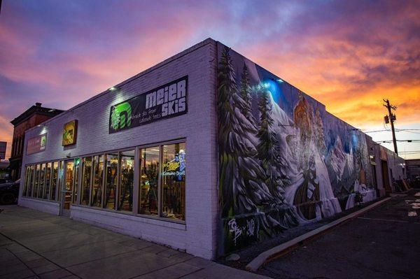 The Craft Skiery on South Broadway just south of downtown Denver with a gorgeous sunset.