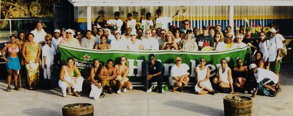 Group photo with American Heineken employee's with me & my mom Jean