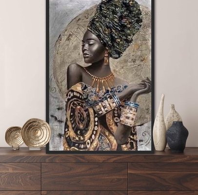 Beautiful African Woman Framed Painting Print 24 x 36 inches