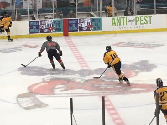 9/2/17 Saturday. (ETBU) East Texas Baptist University Tigers (gold) v. Ole Miss (gray). Ice Hockey. Hirsch Coliseum. Shreveport, Louisiana!