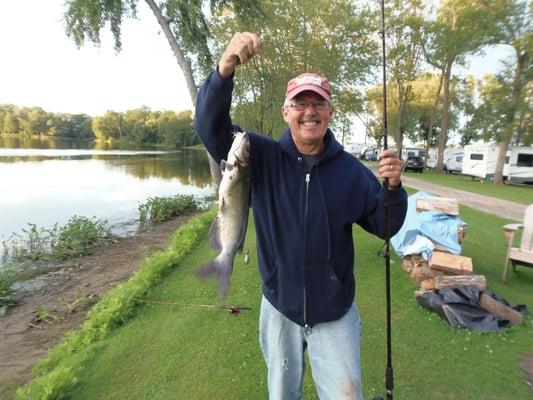 Not hard to catch fish in this river. (That's a black bass)