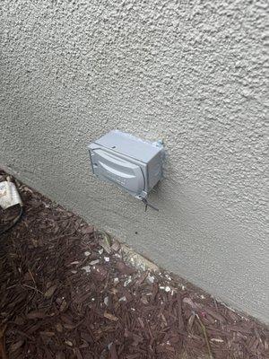 New outside weatherproof box install