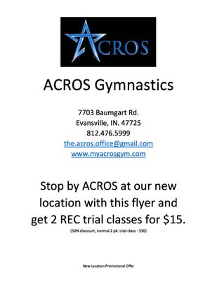 Is your child interested in gymnastics or tumbling? Here's a chance to give them their opportunity.