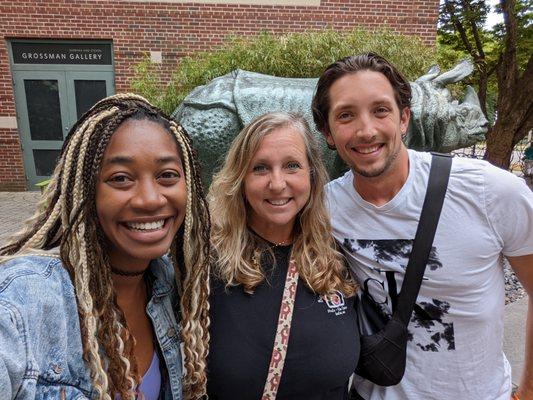 Three leads, Stephanie, Jenny and Jack on a field trip to the Museum School.