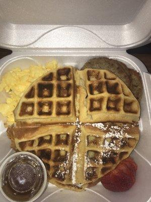 Waffle with turkey sausage.. Added an order of eggs with it.