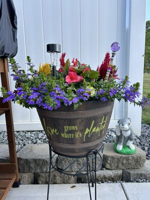 Stenciled flower planter