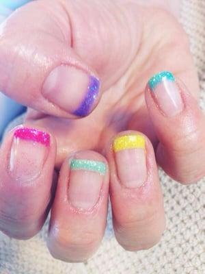 Summer pastel French gel manicure.