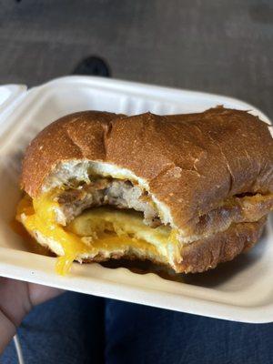 Sausage egg and cheese bfast sandwich