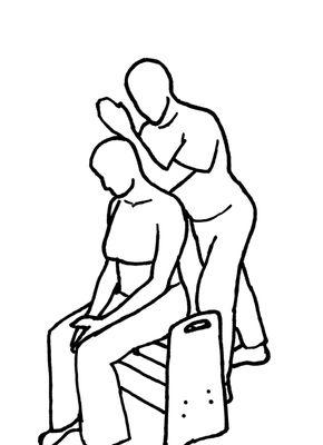 Seated work is great for opening the back and helping the client organize more effectively in a chair.