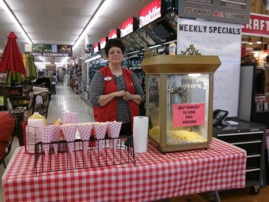 Free popcorn for kids AND adults.