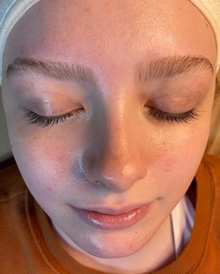 "Brow Wow" service! This client had already naturally beautiful brows that I was able to lift up giving a subtle laminated look!