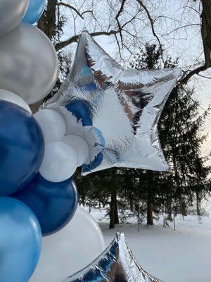 A Mylar balloon star