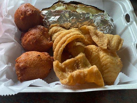 Catfish Fillet and baked potato. YUM!