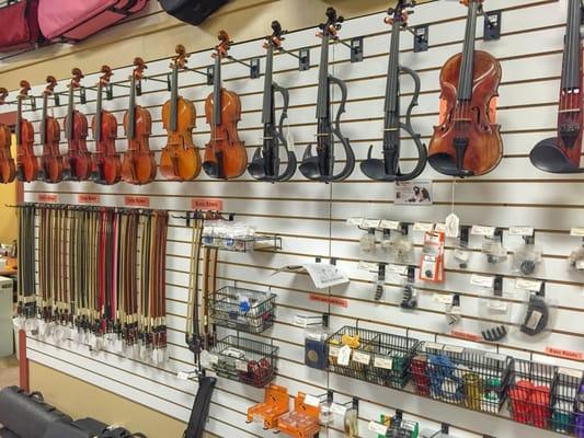 A wide variety of orchestral instruments are available, as well as accessories.