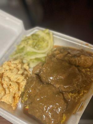 Southern Oxtail With Gravy , Cabbage, Baked Mac n Cheese