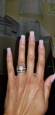 Hombre pink and white solar nails