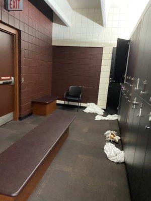 Just one pictures of the messy Men's locker room.  Members just leave their towels everywhere.