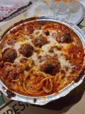 Spaghetti w meatballs bake