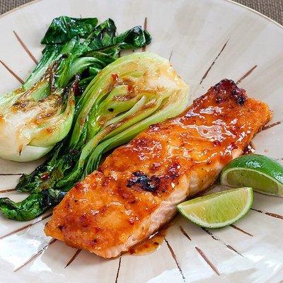 Teriyaki Salmon with Bok Choy and Jasmine Rice