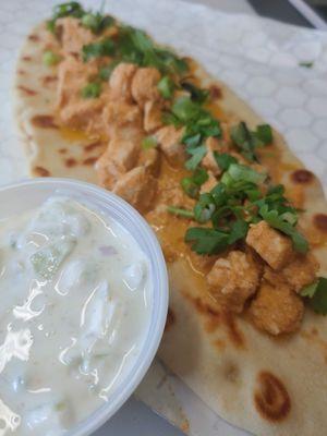 Chicken Tikka Masala with cucumber raita.