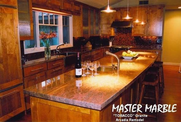 New granite countertops by Master marble using "Tobacco" Granite for an Arcadia area remodel.