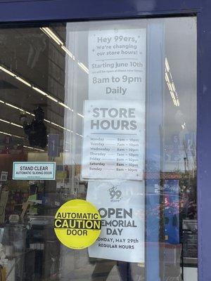 Store hours.