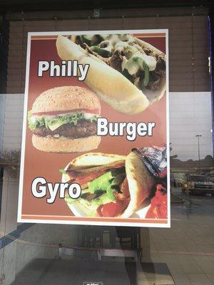 We have philly cheese steaks, cheese burgers, lamb or chicken Gyros