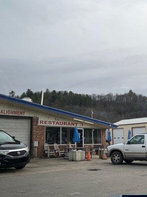 Outside seating on a winter day