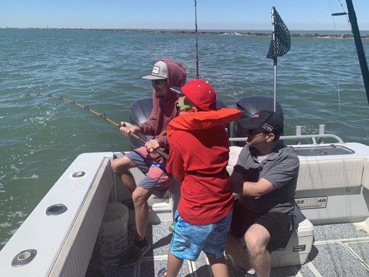 Fishing with first mate Ricky